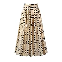 Kingfancy Women's Pleated Skirt Chiffon Elastic Waist A-Line Midi Length Skirt