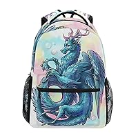 ALAZA Dragon Watercolor Anime Backpack Purse with Multiple Pockets Name Card Personalized Travel Laptop School Book Bag, Size M/16.9 inch