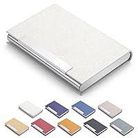 MOTYAWN Business Card Holder- Name Multi Card Case, Luxury PU Leather Wallet, Credit Card ID Case, Stainless Steel Slim Metal Pocket Card Case Holder for Women & Men with Magnetic Shut