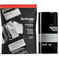 Anthony Shower Sheets, 12 Single Pack Sheets, and Anthony Alcohol Free Deodorant 2.5 Fl Oz