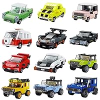 12PCS Mini Cars Building Brick Sets, 3D Assembly Cars for Boys, Pull Back Car Building Blocks, Building Block Car Toys for Kids Age 6 7 8 9 10, 1090 Pieces