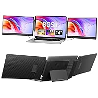 Laptop Triple Screen Extender -14 Inch IPS FHD 1080P HDMI/USB-A/Type-C Portable Extended Monitor for 13-17