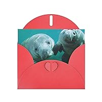 Manatee Wedding Anniversary Thank You Cards, For Holiday Cards, Birthday Cards, Valentine Cards Red