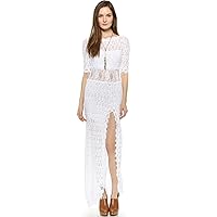 Nightcap Clothing Florence V Back Lace Gown White Slit Dress
