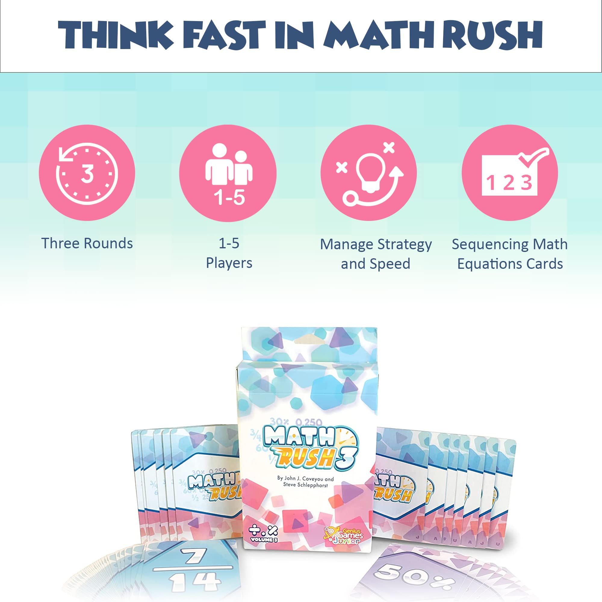 Math Rush 3: Fractions, Decimals & Percentages - A Cooperative Time-Based Math Flash Card Game for Kids, Students, and Families | Fun & Engaging STEM Game for Math Class or Family Game Night