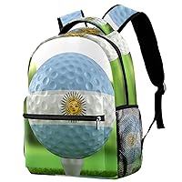 Golf Ball Argentina Flag On A Golf Course Durable Laptops Backpack Computer Bag for Women & Men Fit Notebook Tablet