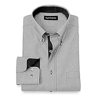 Paul Fredrick Men's Tailored Fit Non-Iron Cotton Houndstooth Dress Shirt