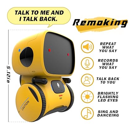 REMOKING Robot Toy, STEM Toys Robotics for Kids,Dance,Sing,Speak Like You,Recorder,Touch and Voice Control, Great Gifts for Kids