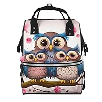 Cute Owls Print Diaper Bag Multifunction Laptop Backpack Travel Daypacks Large Nappy Bag