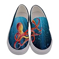 CowCow Womens Printed Slip On Peacock Birds Sea Funny Woodland Animals Canvas Sneaker Shoes, US5-US10.5