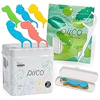 Dental Floss Picks Bundle - Unflavored Fluoride-Free Fun Dino Shape Dental Flossers for Kids - Shred-Resistant Mint Flossers for Adults with Xylitol Formula and Crystal Technology