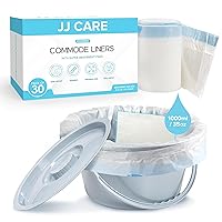 JJ CARE Bedside Commode Liners - Pack of 30 Comode Poop Bags with Liners and Absorbent Pads, Adults' Disposable Commode Liners for Bedside Toilet Chair Bucket