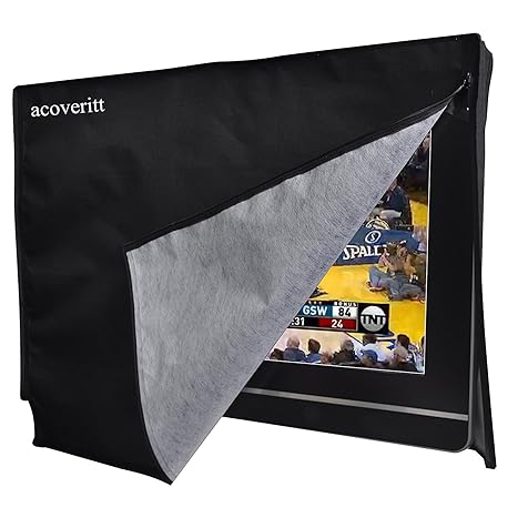 Outdoor 55" TV Set Cover,Scratch Resistant Liner Protect LED Screen Best-Compatible with Standard Mounts and Stands (Black)