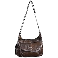 Ladies Leather Shoulder Bag / Handbag with Mobile Phone Pocket. ( Brown )
