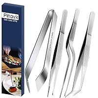Cooking Tweezers, 4 Piece Set 6.3 inches Stainless Steel Kitchen Tweezers Culinary with Chef Cooking Utensils for Cooking Food Design styling