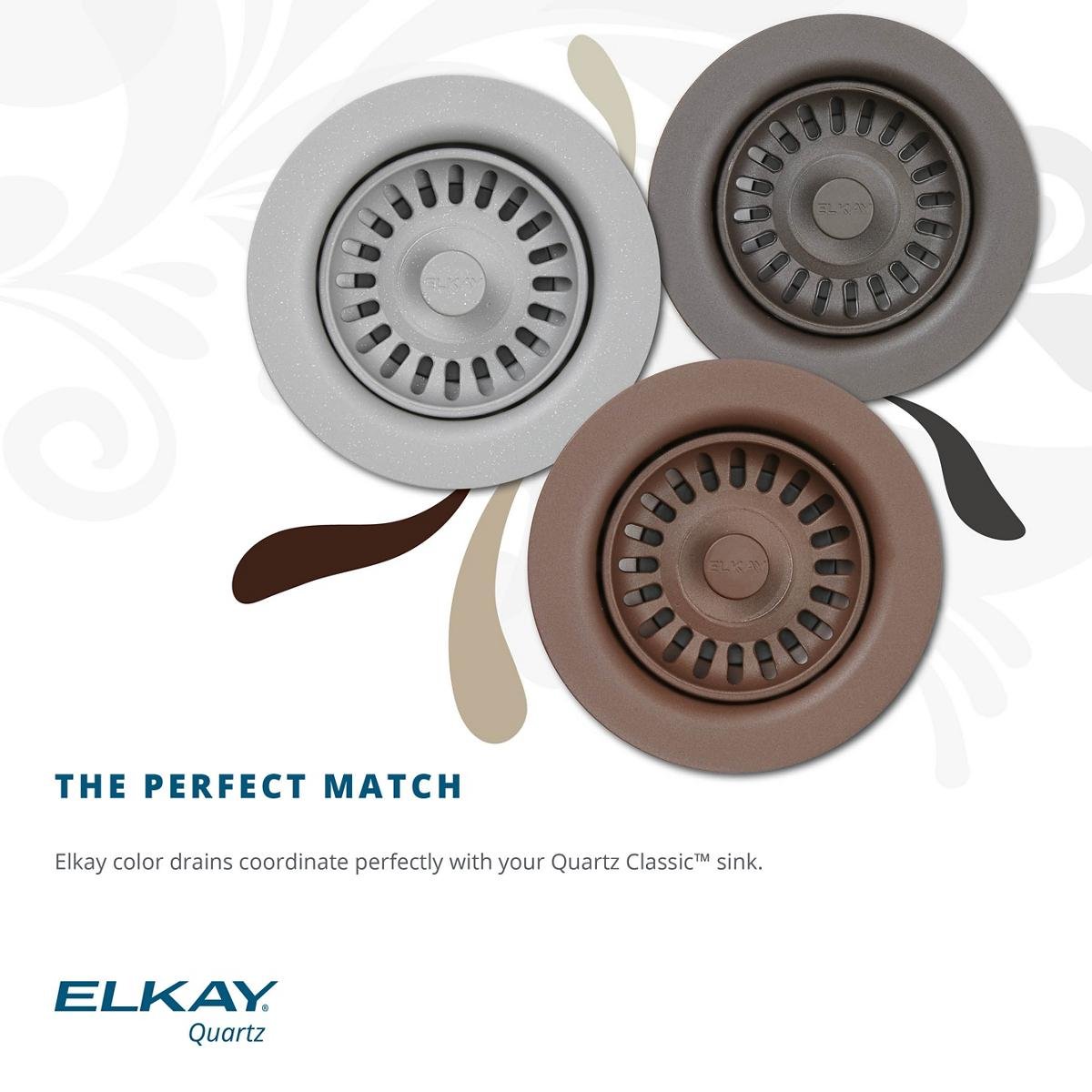 Elkay LKQS35MC Polymer Drain Fitting with Removable Basket Strainer and Rubber Stopper, Mocha