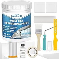Tub and Tile Refinishing Kit, Tile Paint Touch Up Paint 35oz with Tools, Odorless DIY Countertop Paint for Wall, White Paint for Fiberglass/Bathroom/Floor/Cabinet/Kitchen/Porcelain (Semi-Gloss White)