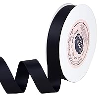 VATIN 5/8 inch Double Faced Polyester Black Satin Ribbon -Continuous 25 Yard Spool, Perfect for Wedding Decor, Wreath, Baby Shower, Bridal Shower, Hair Bow, Gift Package Wrapping & Other Projects