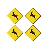 Rogue River Tactical 4 Pack Deer Crossing Hunter Buck Decal Sticker Silhouette Large 5x5 Inch Decal Auto Bumper Sticker Vinyl Car Truck RV SUV Boat Window Hunting