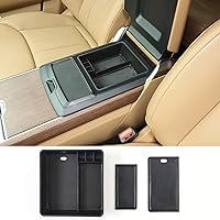 Center Console Storage Box Compatible with Land Rover Range Rover Sport/Vogue 2023 2024 Accessories, Armrest Storage Organizer Tray（Version Without Refrigerator）