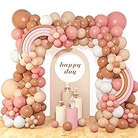 Boho Daisy Flower Balloon Garland Arch Kit, Dusty Pink Nude Blush Brown Long Twisting Balloons for Two Groovy Engagement Anniversary Girls Baby Shower Birthday Rainbow Bridal Party Decorations