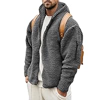 Men's Outerwear Jackets & Coats Fuzzy Sherpa Jacket Fleece Soft Cardigans Full Zip Hoodies Sweatshirt Thermal Coat