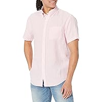 Men's Short Sleeve Button Down Linen Sport Shirt, Solid