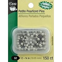 Dritz 132 Pearlized Pins, Petite, White, 3/4-Inch (150-Count)