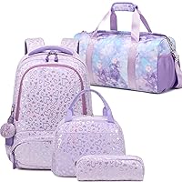 Meisohua Dance Bag for Girls Sports Duffle Bag Girls Backpack with Lunch Box Pencil Bag School Backpack 4 in 1 Set
