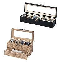 Watch Box Case Organizer Display Storage with Jewelry Drawer for Men Women Gift, Wood Black B1TXDPGF 9S649QGM