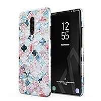 BURGA Phone Case Compatible with OnePlus 7 PRO - Pink Beach Purple Moroccan Tiles Pattern Marrakesh Mosaic Cute Case for Women Thin Design Durable Hard Plastic Protective Case