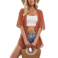 Women's Spring Tops 2024 Fashionable Casual Summer Solid Color Medium Puff Thin Cardigan Shirt Tops, S-XL