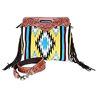 Cross Body Hand Tooled genuine leather, Saddle blanket Western Women Handbag and purse