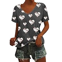Womens T Shirts Short Sleeve V Neck Tops with Pockets Summer Fashion Trendy Soft Casual Comfy Outfits Clothes 2024