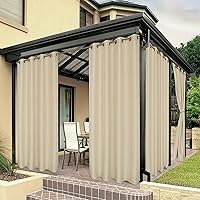 BONZER Waterproof Indoor/Outdoor Curtains for Patio Thick Privacy Grommet Curtains for Bedroom, Living Room, Porch, Pergola, Cabana, 1 Panel, 84W x 95L inch, Cream