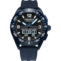 Alpina Men's Alpiner X Outdoor Connected Watch, Multi-Functional, Activity, Sleep, GPS, Message Notifications, Worldtimer, Digitial LED Screen, Sapphire Crystal, 45mm