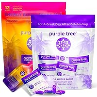purple tree Celebration Recovery + Next Day Energy Stick Packets | 10 to-Go Party Bag Kits | Better Mornings, Natural Boost, Rapid Hydration, Happy Liver | Bachelorette, Weddings, Travel Essentials