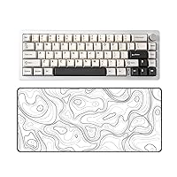 YUNZII AL66 Wireless Mechanical Keyboard(Milk Switch, Silver) Keynovo Gaming Mouse Pad(35.4'' x 15.7'', White Topographic)