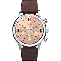 Timex Men's Marlin 40mm Watch - Brown Strap Rose Gold-Tone Dial Stainless Steel Case