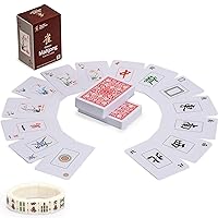Yellow Mountain Imports Mahjong Bundle - Chinese Traditional Mahjong Playing Cards and Mahjong Mini-Tiles Stretchy Bracelet