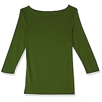 Amazon Essentials Women's Slim-Fit 3/4 Sleeve Solid Boat Neck T-Shirt