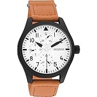 Oozoo Men's watch with stitched nylon Velcro strap, 42 mm diameter, chrono-look dial