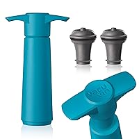 Vacu Vin Wine Saver Pump Blue with Vacuum Wine Stopper - Keep Your Wine Fresh for up to 10 Days - 1 Pump 2 Stoppers - Reusable - Made in the Netherlands