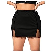 Milumia Women's Plus Size Casual Cut Out Side Stretchy Skinny Bodycon Mini Skirt