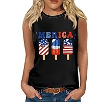 Womens Summer Tank Top 4Th of July Shirts Sexy Sleeveless Blouses Flag Printed Graphic Shirt Casual Scoop Neck Tops