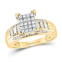 10K Yellow Gold Round Diamond Cluster Bridal 1/2 Cttw For Womens Engagement Wedding Anniversary Ring Band