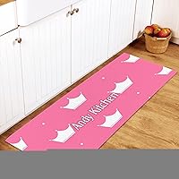 Pink Background Kitchen Rug 48 x 17 Inch Custom Name Text Non-Slip Entryway Indoor Door Mats Carpet for Home Decor