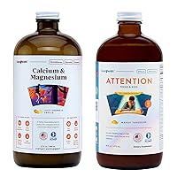 LIQUIDHEALTH Calcium with Magnesium Joint Support + Kids Attention Calm and Focus Children Memory Support Supplement Bundle
