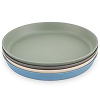 WeeSprout Bamboo Plates (Blue, Green, Gray, & Beige, Without Lids)