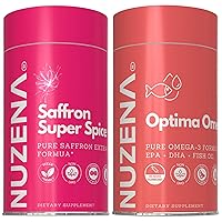 Optima Omega 3 + Bundle with Saffron Super Spice+, Supports Joints, Brain, Heart, Eyes, Memory & Mood with Fish Oil, Omega-3, EPA, DHA & Saffron Extract - Made in USA